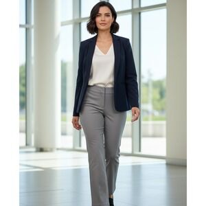Liverpool Women's 12/31 Windy Grey Slash Pocket Straight-Leg Pull-On Dress Pants